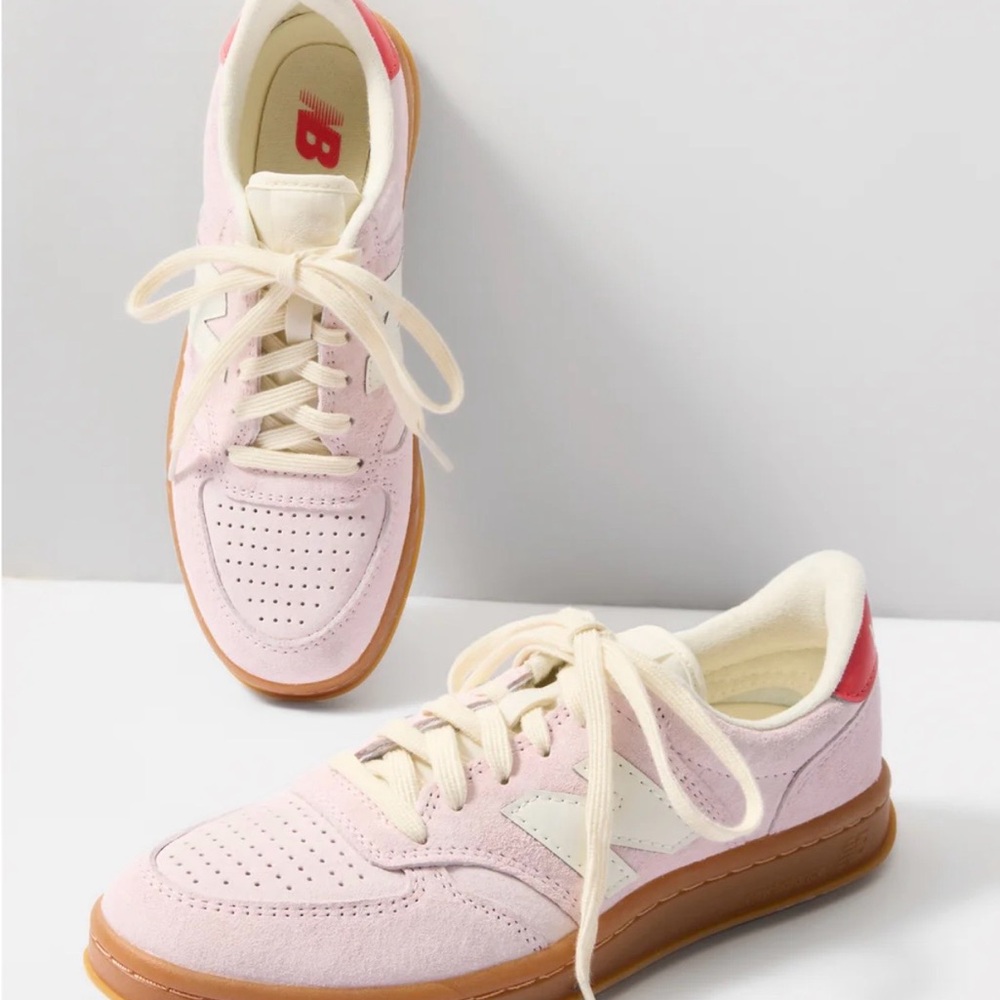New Balance Women's Light Pink and Cream Sneakers T500